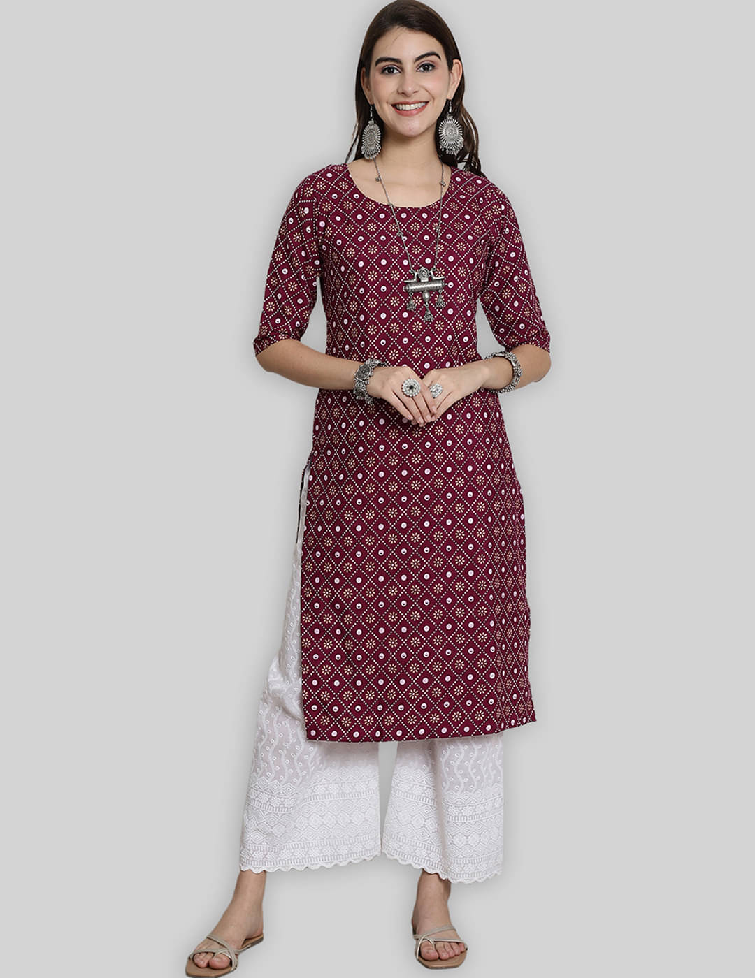     			7Threads Crepe Printed Straight Women's Kurti - Purple ( Pack of 1 )