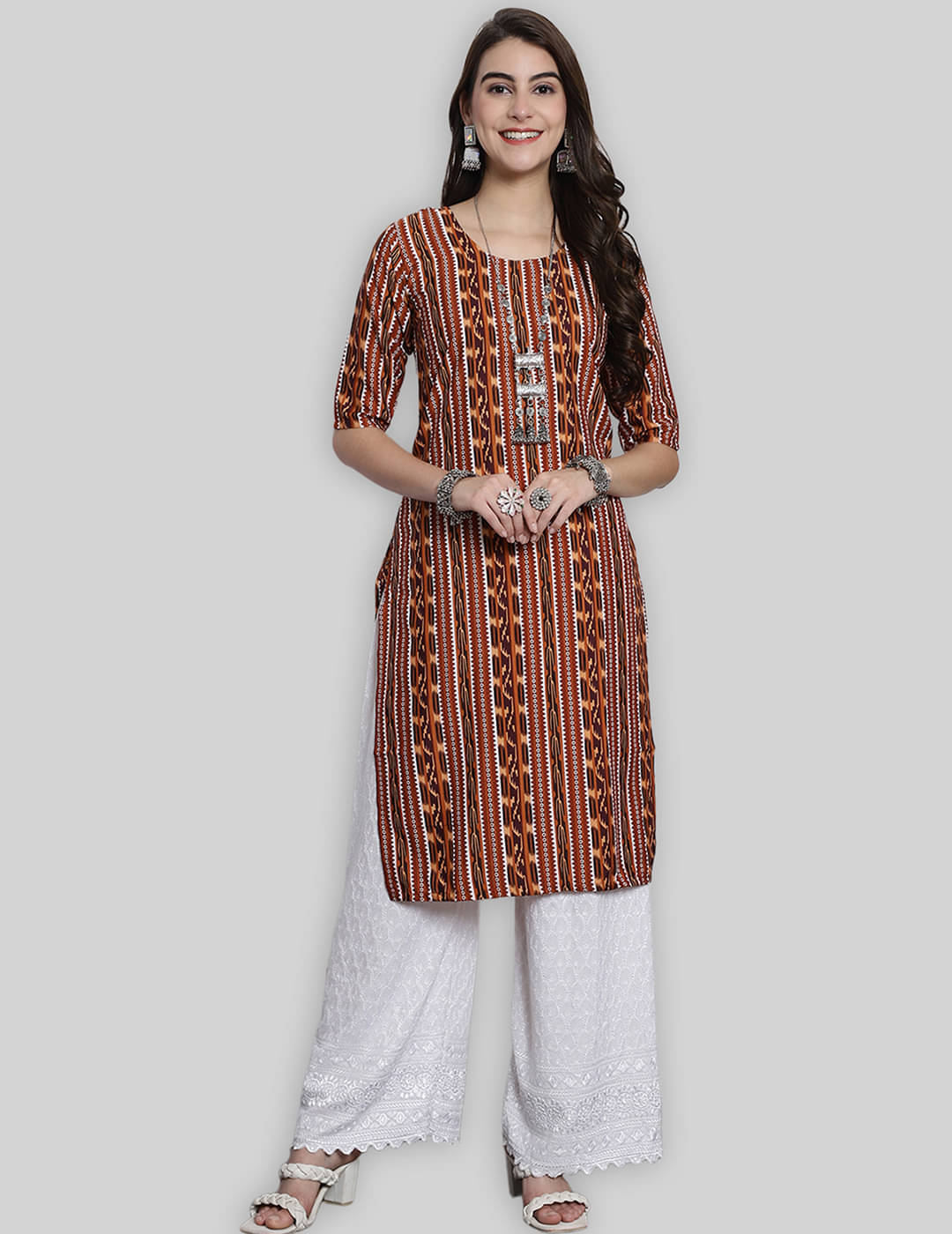     			7Threads Crepe Printed Straight Women's Kurti - Multicolor ( Pack of 1 )