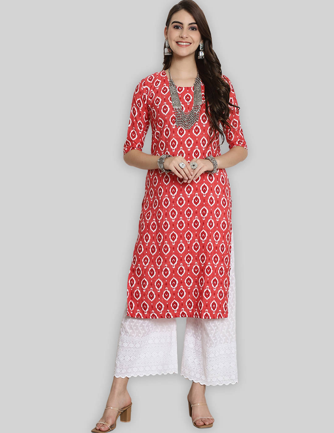 7Threads Crepe Printed Straight Women's Kurti - PINK ( Pack of 1 ) 7Threads Crepe Printed Straight Women's Kurti - PINK ( Pack of 1 )