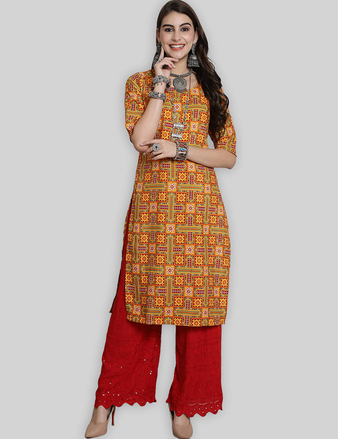 7Threads Crepe Printed Straight Women's Kurti - Multicolor ( Pack of 1 ) 7Threads Crepe Printed Straight Women's Kurti - Multicolor ( Pack of 1 )