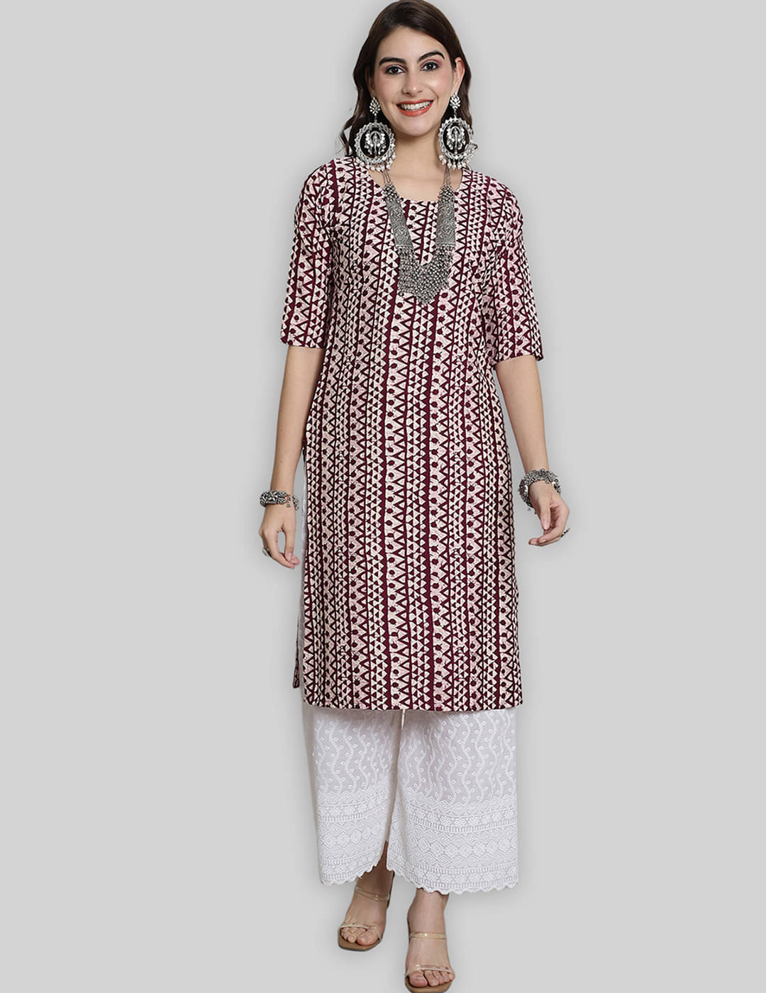 7Threads Crepe Printed Straight Women's Kurti - Purple ( Pack of 1 ) 7Threads Crepe Printed Straight Women's Kurti - Purple ( Pack of 1 )
