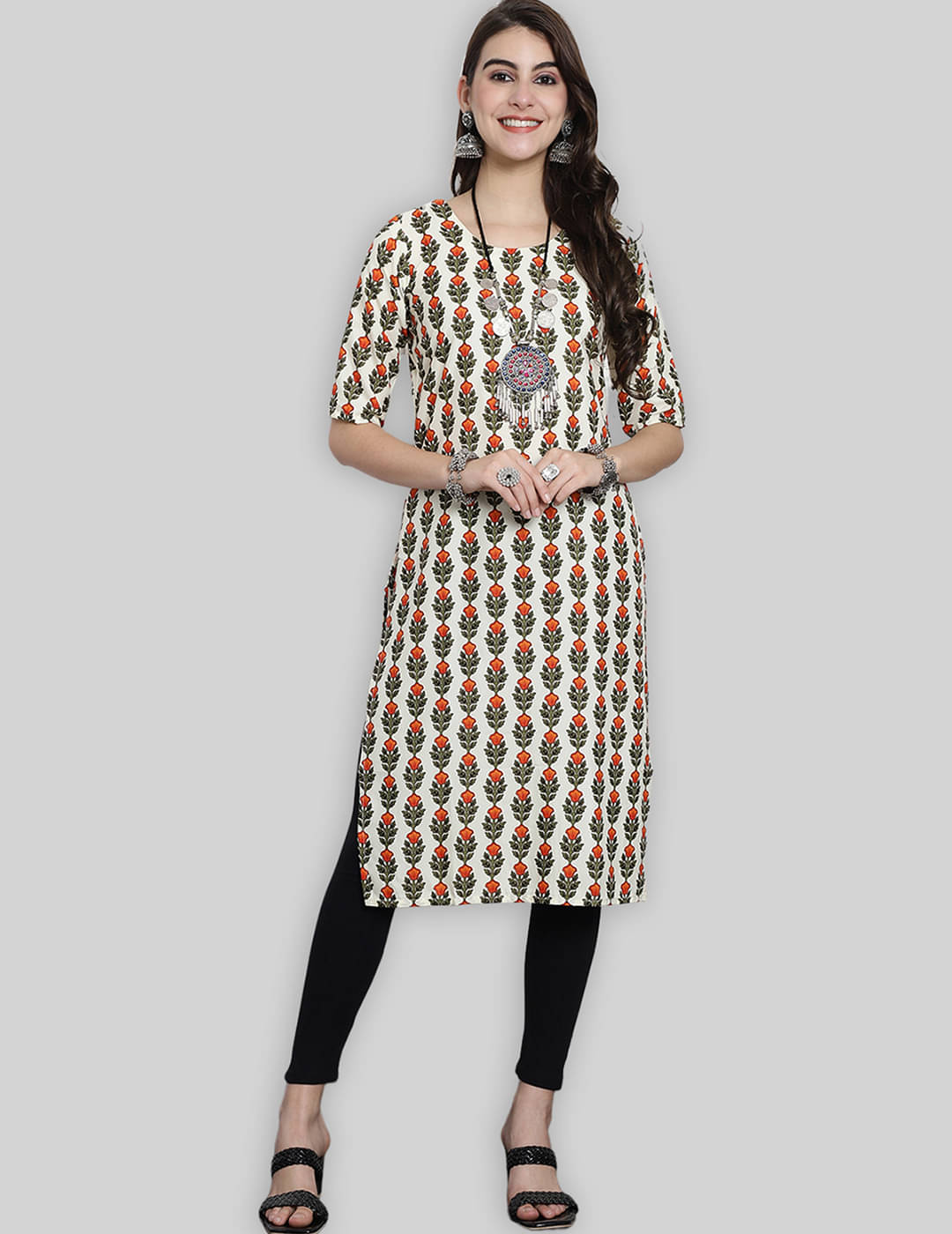 7Threads Crepe Printed Straight Women's Kurti - Multicolor ( Pack of 1 ) 7Threads Crepe Printed Straight Women's Kurti - Multicolor ( Pack of 1 )