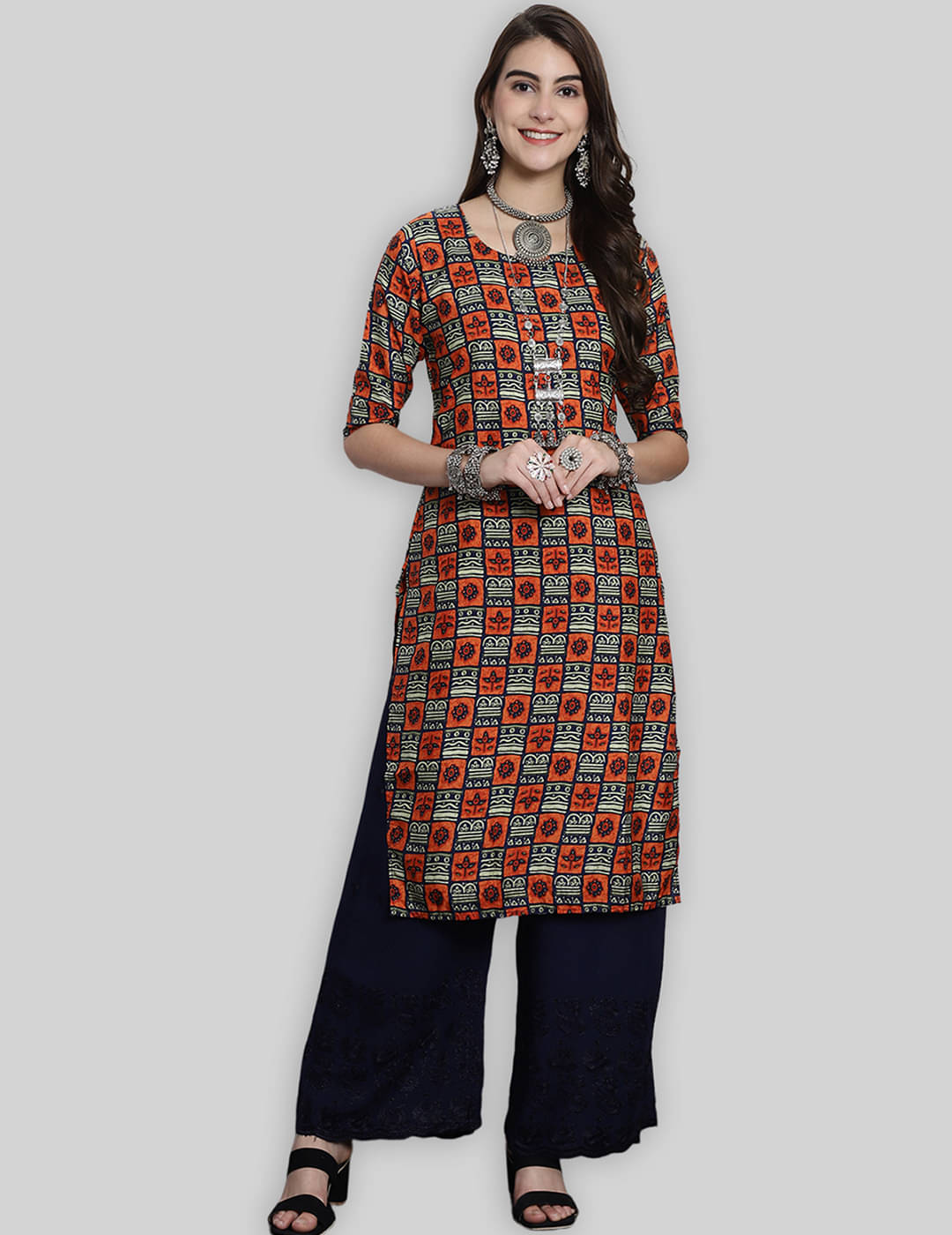 7Threads Crepe Printed Straight Women's Kurti - Red ( Pack of 1 ) 7Threads Crepe Printed Straight Women's Kurti - Red ( Pack of 1 )