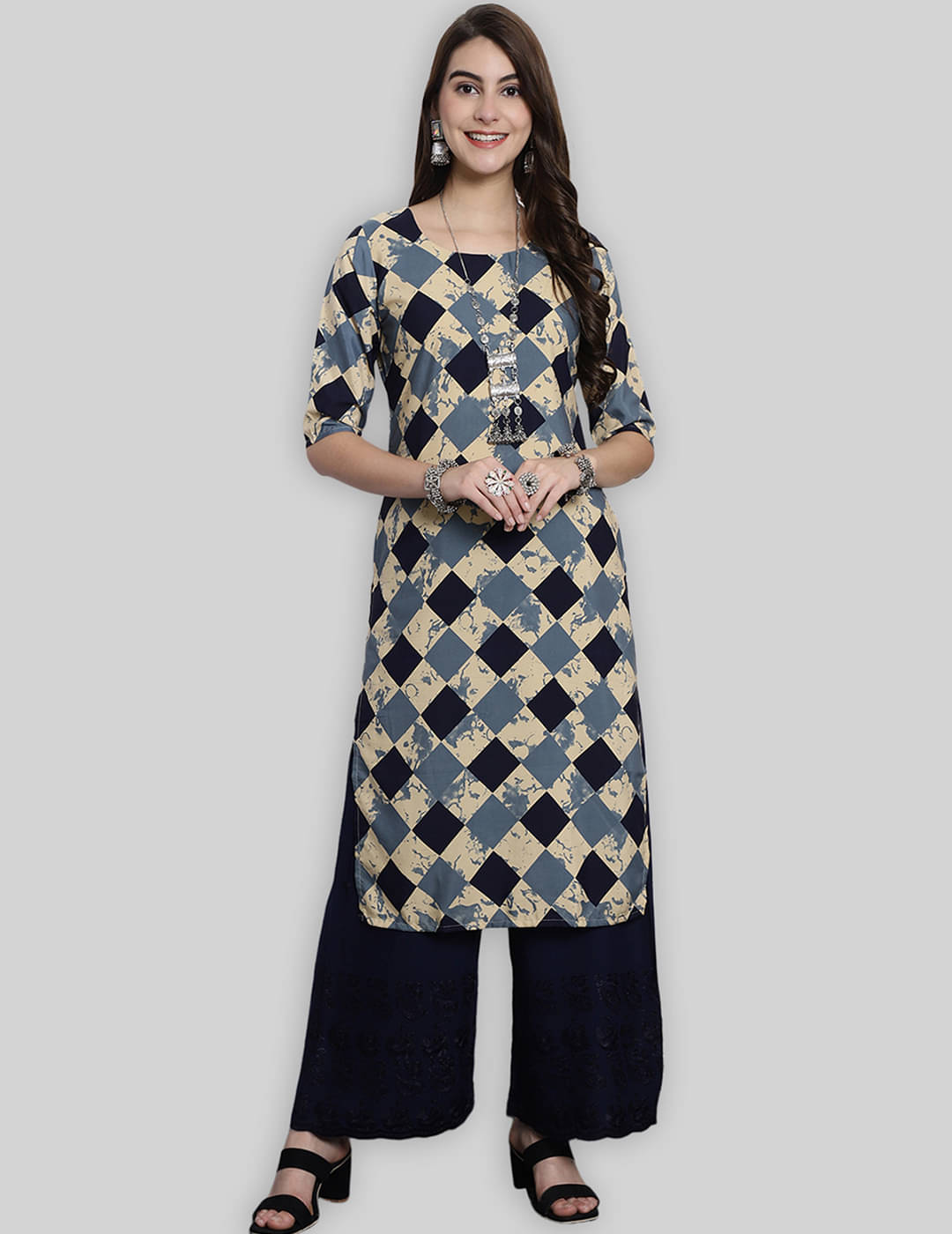 7Threads Crepe Printed Straight Women's Kurti - Multicolor ( Pack of 1 ) 7Threads Crepe Printed Straight Women's Kurti - Multicolor ( Pack of 1 )