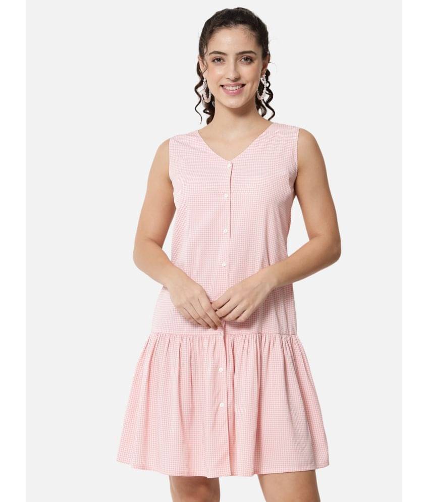 ALL WAYS YOU Women Crepe Printed Shirt Dress ( Pink ) ALL WAYS YOU Women Crepe Printed Shirt Dress ( Pink )
