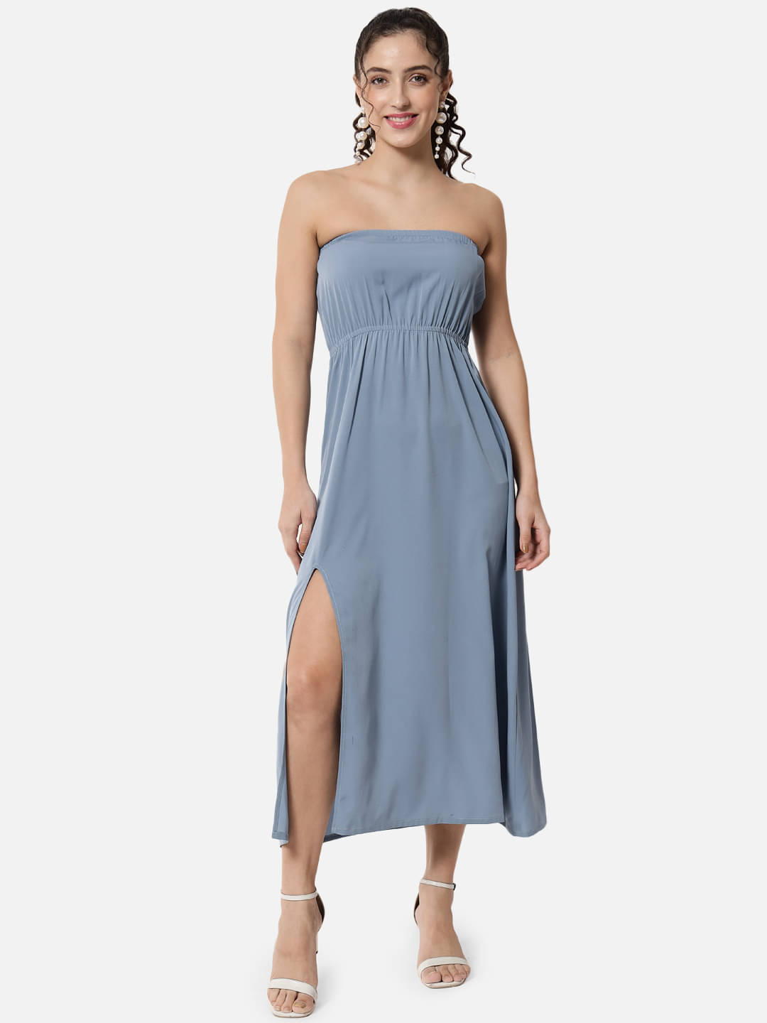     			ALL WAYS YOU Women Crepe Solid Cut Out Dress ( Blue )