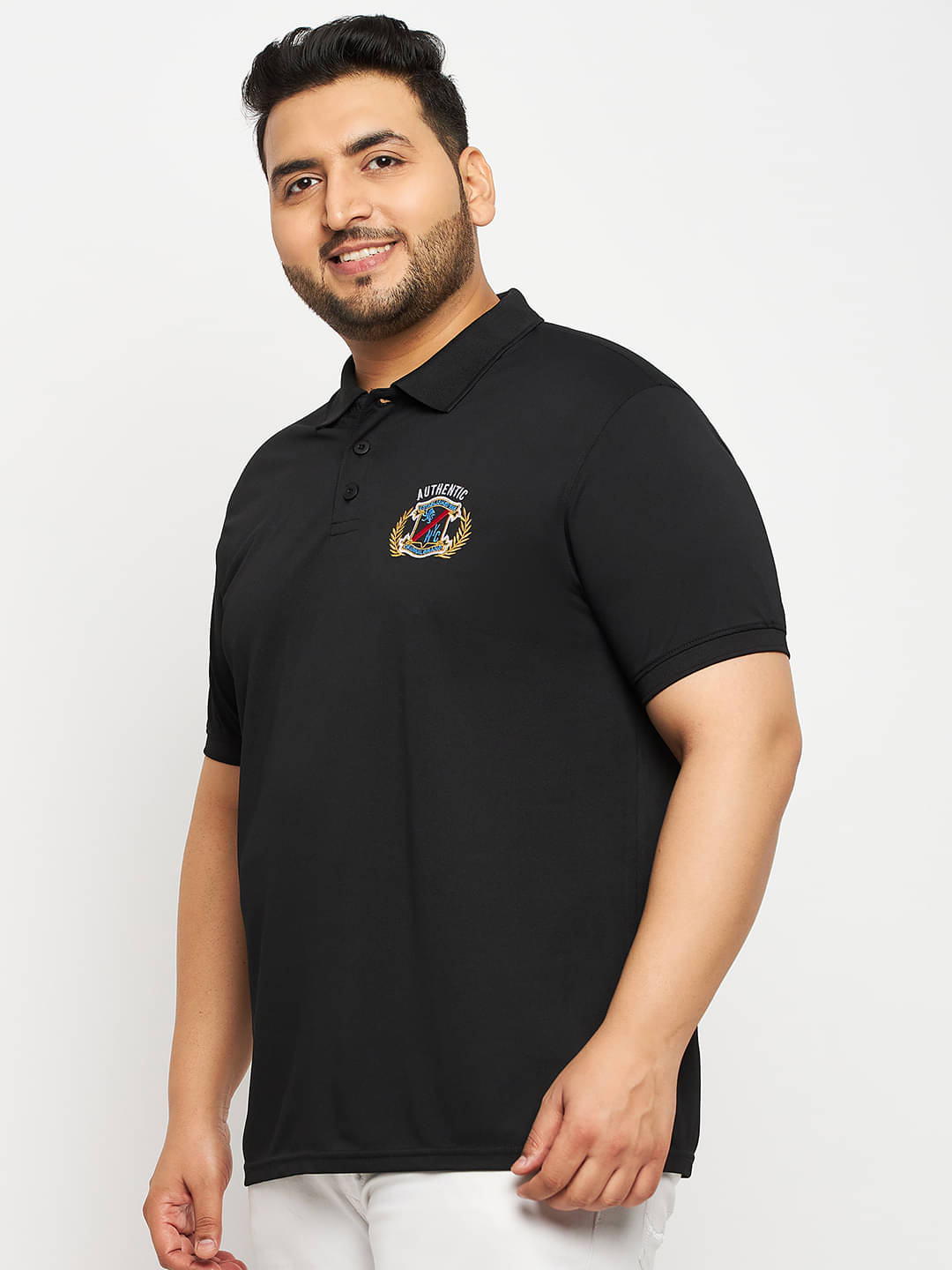 Auxamis Pack of 1 Cotton Blend Regular Fit Embroidered Half Sleeves Men's Polo T Shirt ( Black ) Auxamis Pack of 1 Cotton Blend Regular Fit Embroidered Half Sleeves Men's Polo T Shirt ( Black )