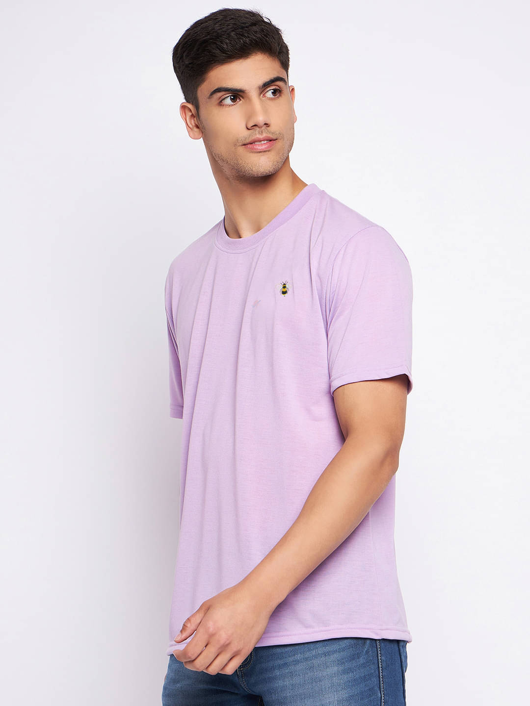     			Auxamis Pack of 1 Cotton Blend Regular Fit Men's T-Shirt ( Lavender )
