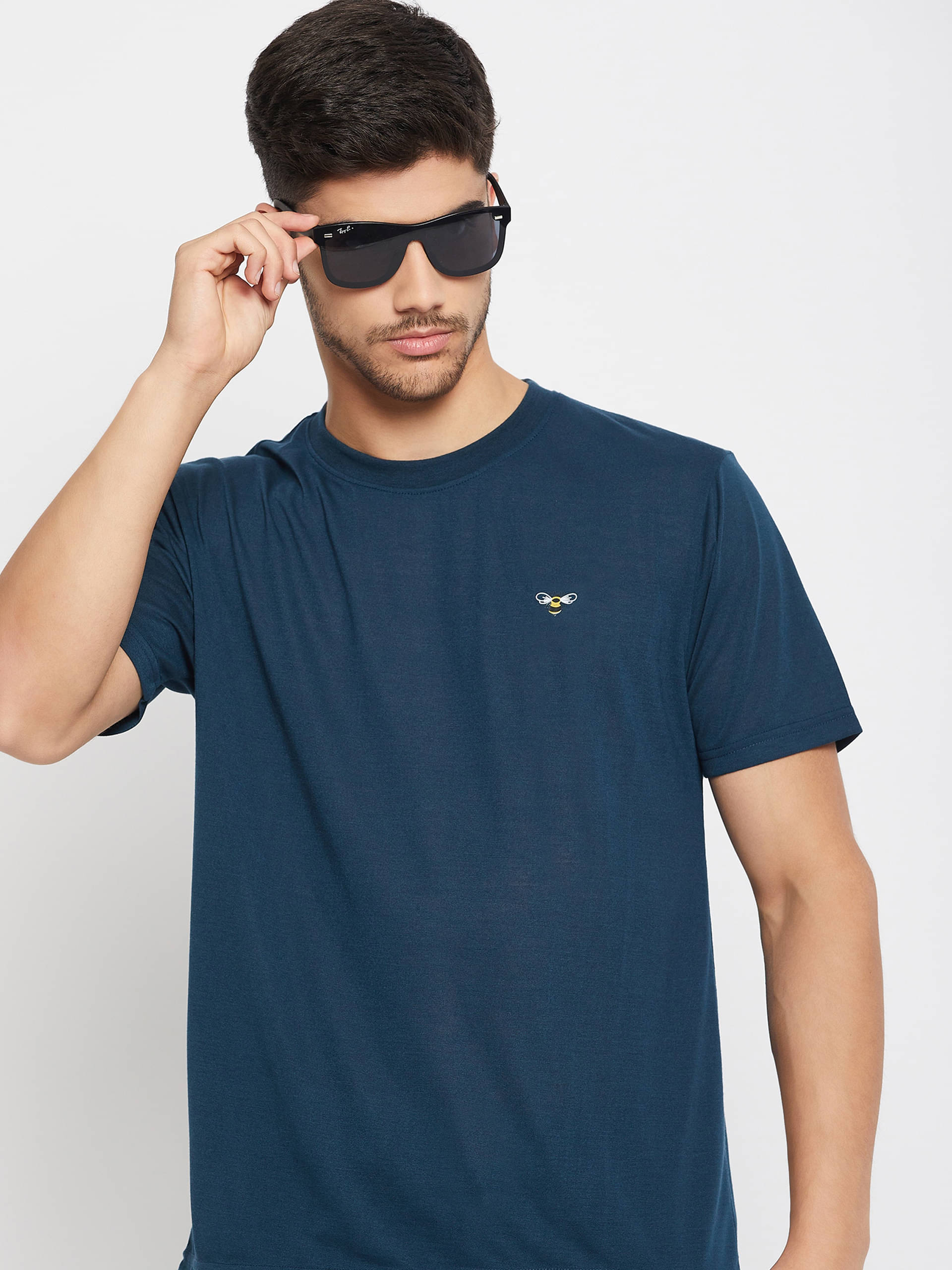 Auxamis Pack of 1 Cotton Blend Regular Fit Men's T-Shirt ( Navy ) Auxamis Pack of 1 Cotton Blend Regular Fit Men's T-Shirt ( Navy )