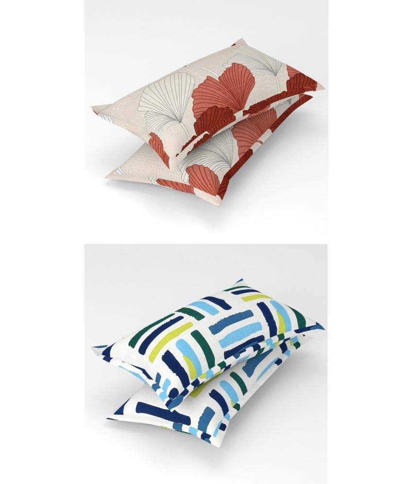 Homefab India - Pack of 4 Microfiber Floral Printed Standard Size Pillow Cover ( 66.04 cm(26) x 43.18 cm(17) ) - Multi-Colour Homefab India - Pack of 4 Microfiber Floral Printed Standard Size Pillow Cover ( 66.04 cm(26) x 43.18 cm(17) ) - Multi-Colour