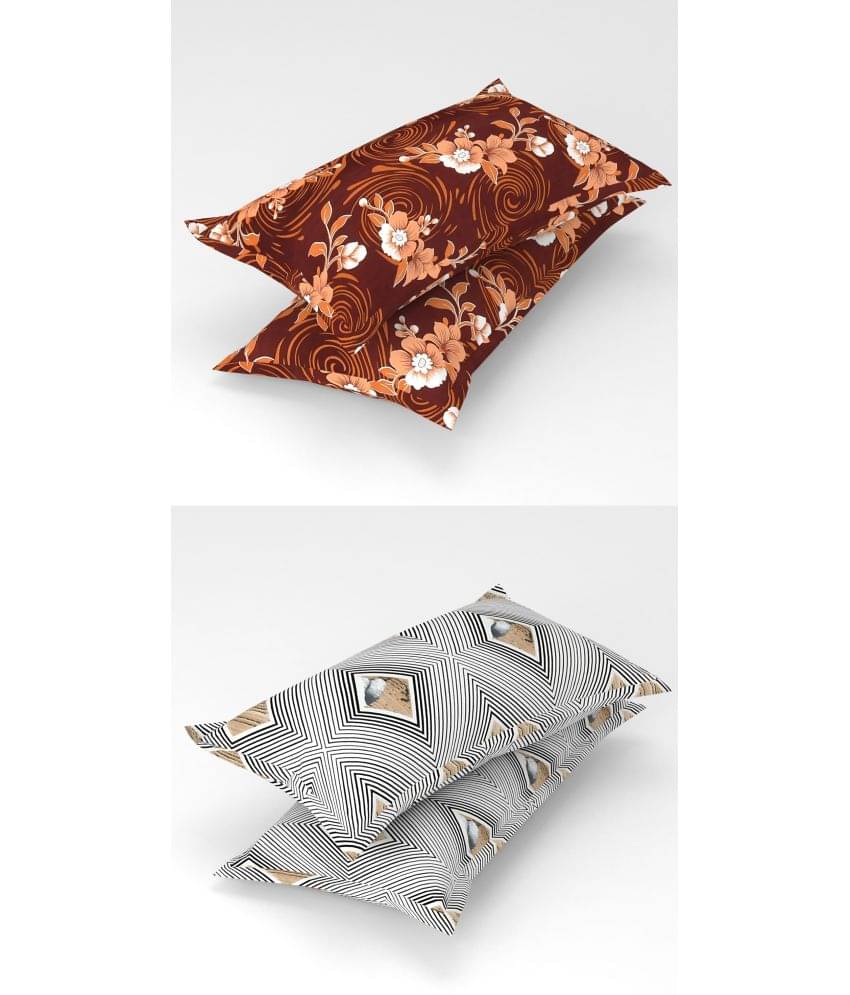 Homefab India - Pack of 4 Microfiber Floral Printed Standard Size Pillow Cover ( 66.04 cm(26) x 43.18 cm(17) ) - Multi-Colour Homefab India - Pack of 4 Microfiber Floral Printed Standard Size Pillow Cover ( 66.04 cm(26) x 43.18 cm(17) ) - Multi-Colour