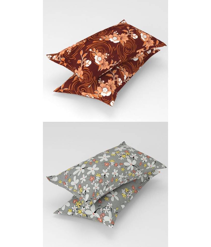 Homefab India - Pack of 4 Microfiber Floral Printed Standard Size Pillow Cover ( 66.04 cm(26) x 43.18 cm(17) ) - Multi-Colour Homefab India - Pack of 4 Microfiber Floral Printed Standard Size Pillow Cover ( 66.04 cm(26) x 43.18 cm(17) ) - Multi-Colour