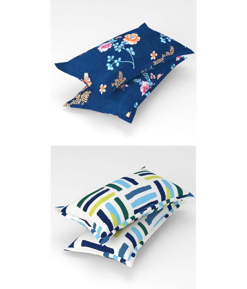 Homefab India - Pack of 4 Microfiber Floral Printed Standard Size Pillow Cover ( 66.04 cm(26) x 43.18 cm(17) ) - Multi-Colour Homefab India - Pack of 4 Microfiber Floral Printed Standard Size Pillow Cover ( 66.04 cm(26) x 43.18 cm(17) ) - Multi-Colour