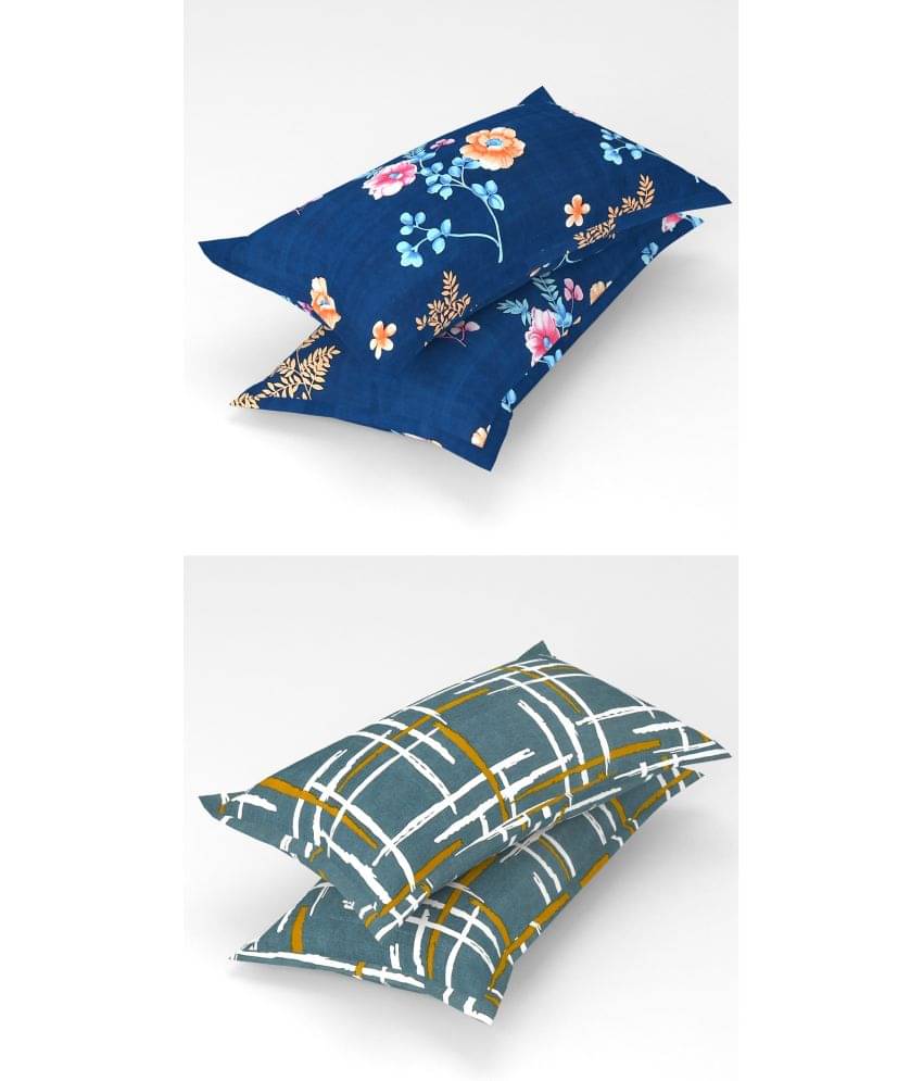 Homefab India - Pack of 4 Microfiber Floral Printed Standard Size Pillow Cover ( 66.04 cm(26) x 43.18 cm(17) ) - Multi-Colour Homefab India - Pack of 4 Microfiber Floral Printed Standard Size Pillow Cover ( 66.04 cm(26) x 43.18 cm(17) ) - Multi-Colour