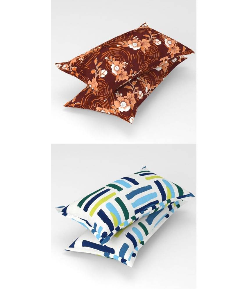     			Homefab India - Pack of 4 Microfiber Floral Printed Standard Size Pillow Cover ( 66.04 cm(26) x 43.18 cm(17) ) - Multi-Colour