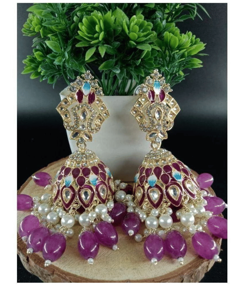 Jiyanshi fashion Purple Jhumki Earrings ( Pack of 1 ) - Earrings | Buy online on ZillyBuy