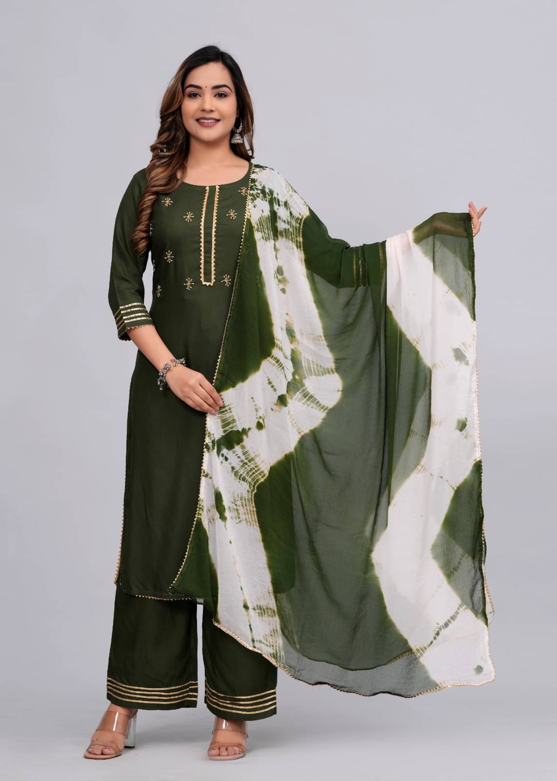 MAUKA Rayon Embroidered Kurti With Palazzo Women's Stitched Salwar Suit - Green ( Pack of 1 ) MAUKA Rayon Embroidered Kurti With Palazzo Women's Stitched Salwar Suit - Green ( Pack of 1 )