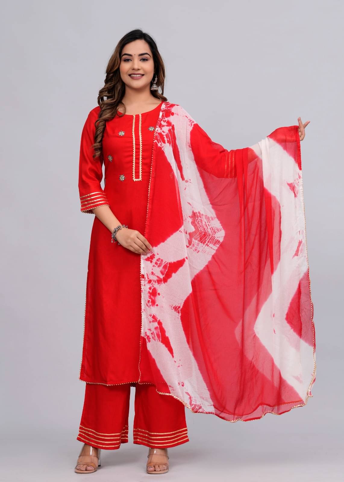 MAUKA Rayon Embroidered Kurti With Palazzo Women's Stitched Salwar Suit - Red ( Pack of 1 ) MAUKA Rayon Embroidered Kurti With Palazzo Women's Stitched Salwar Suit - Red ( Pack of 1 )