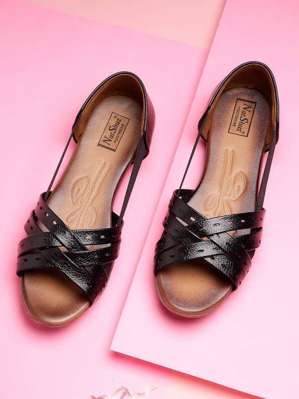     			NATSHUZ Black Women's Casual Ballerinas