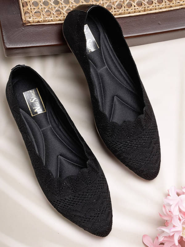     			NATSHUZ Black Women's Casual Ballerinas
