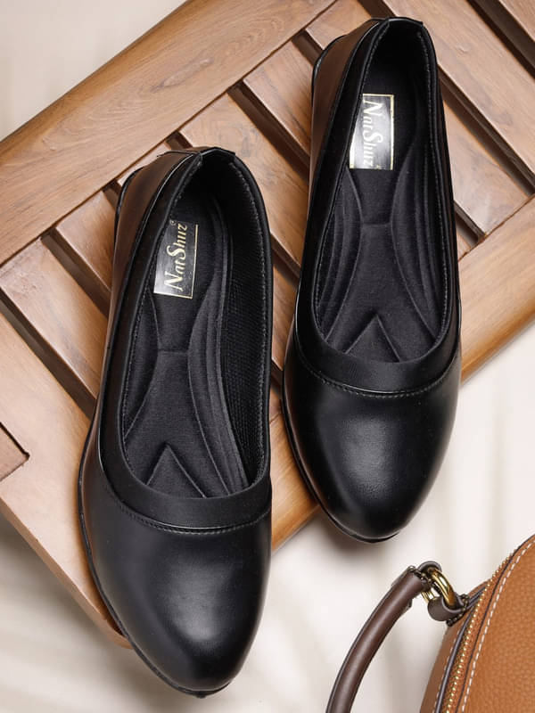     			NATSHUZ Black Women's Casual Ballerinas