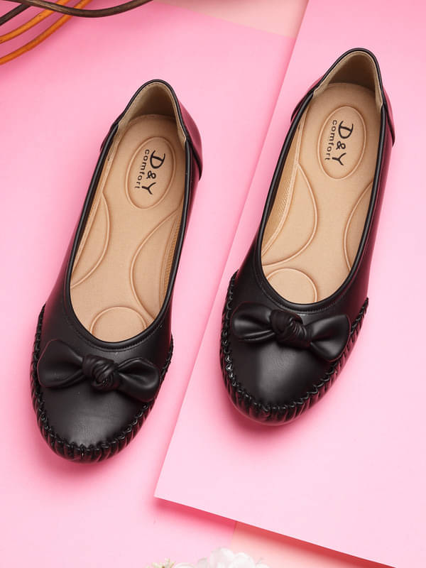 NATSHUZ Black Women's Casual Ballerinas     			NATSHUZ Black Women's Casual Ballerinas