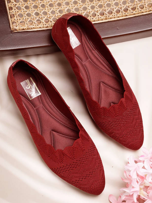 NATSHUZ Maroon Women's Casual Ballerinas NATSHUZ Maroon Women's Casual Ballerinas