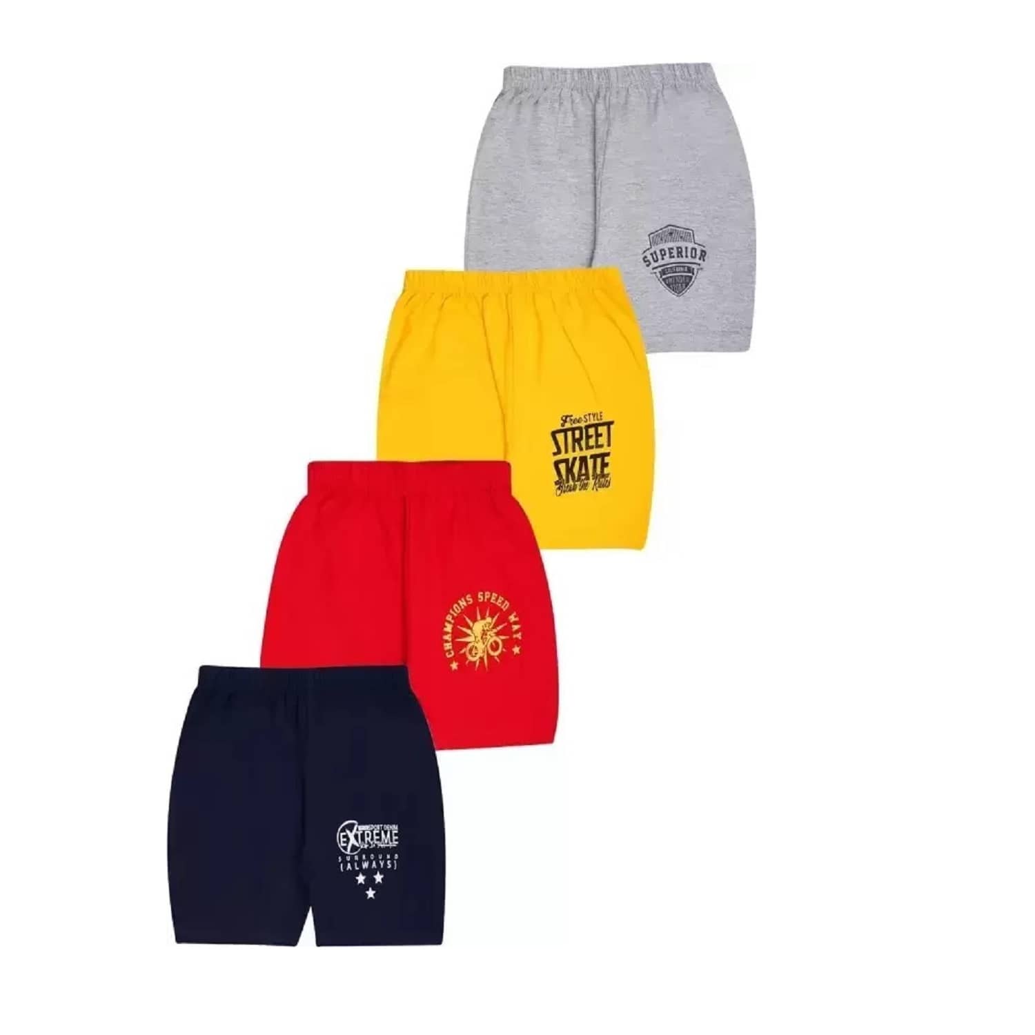 Santee Pack of 4 Cotton Blend Shorts For Boys ( Multicolor ) - Shorts | Buy online on ZillyBuy