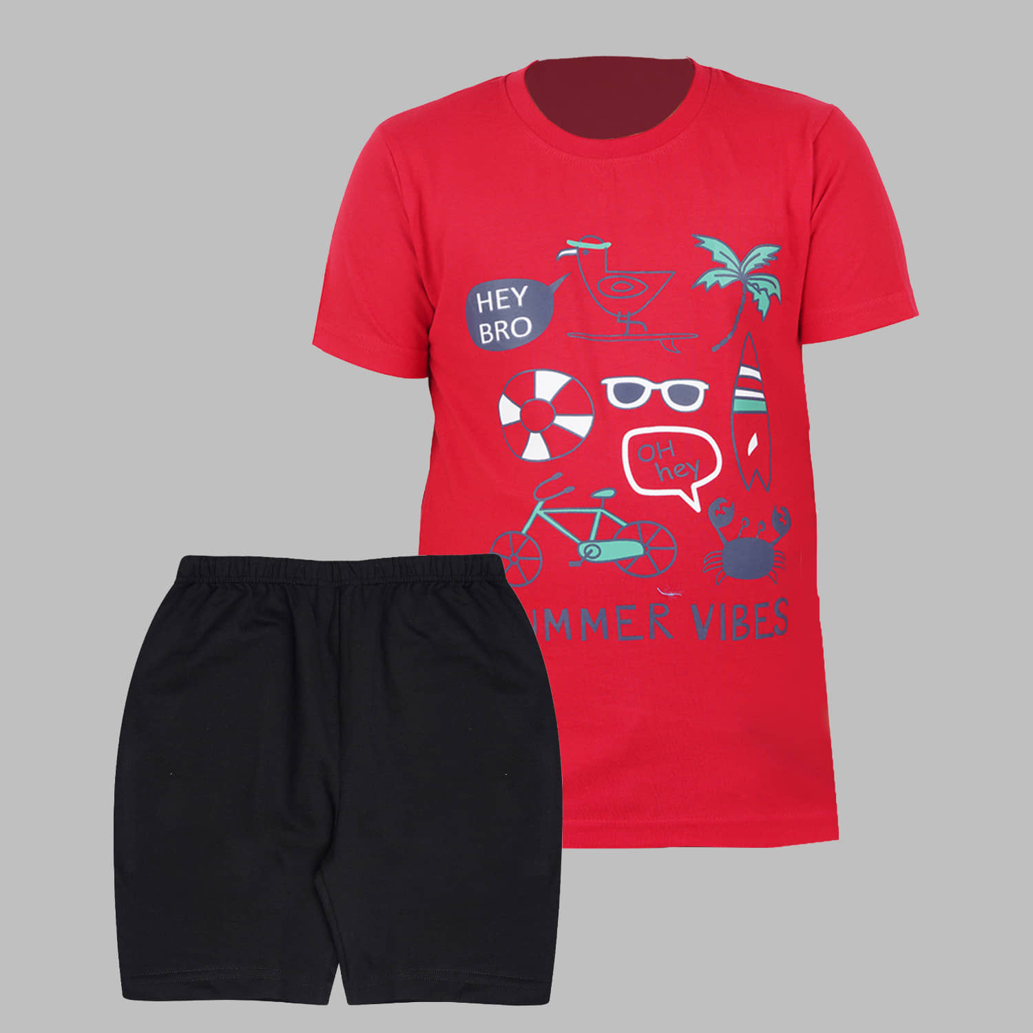 Santee Pack of 1 Boys Cotton Blend T-Shirt & Shorts Set ( Yellow )