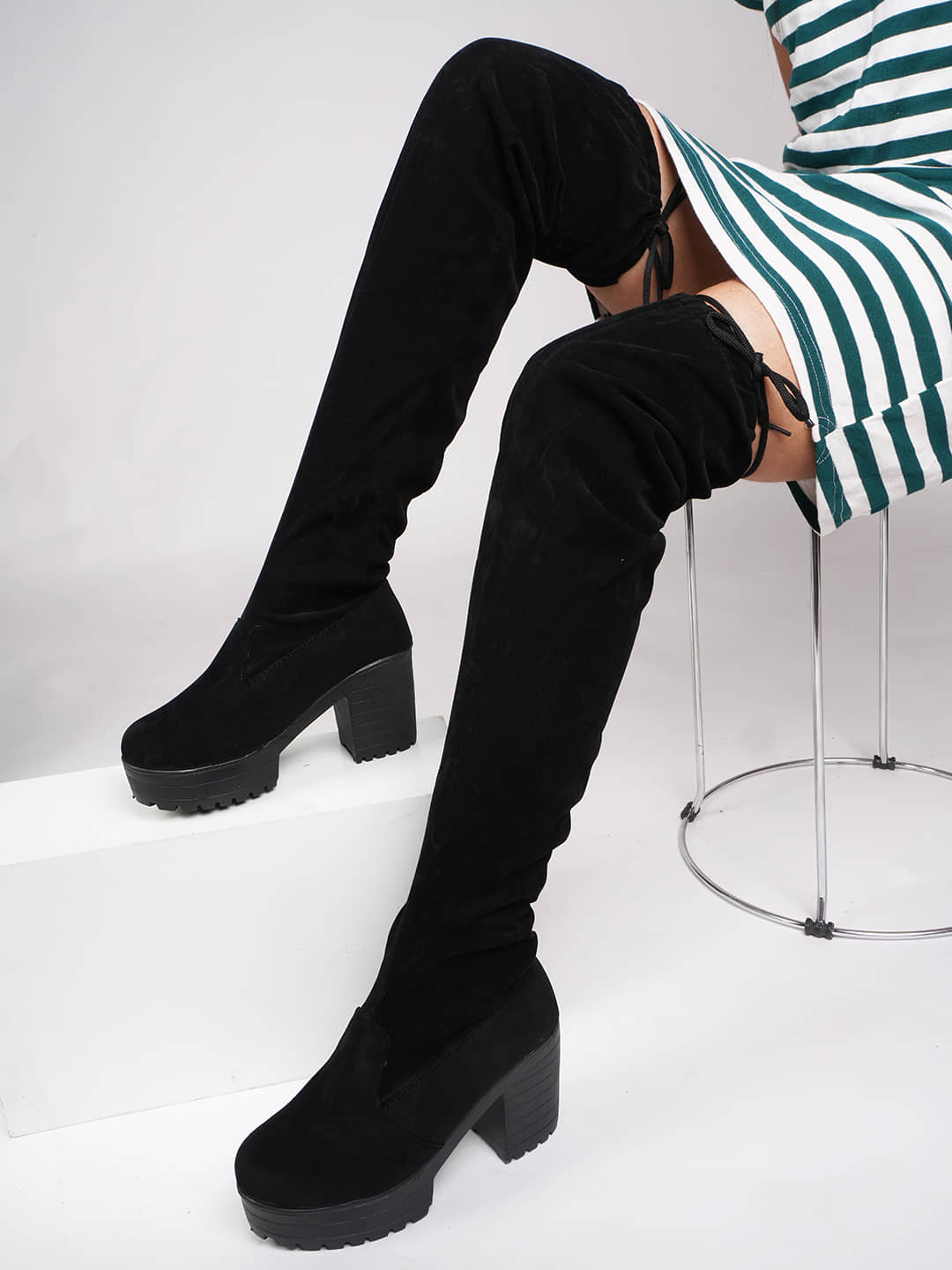 JM Looks Black Women's Knee Length Boots