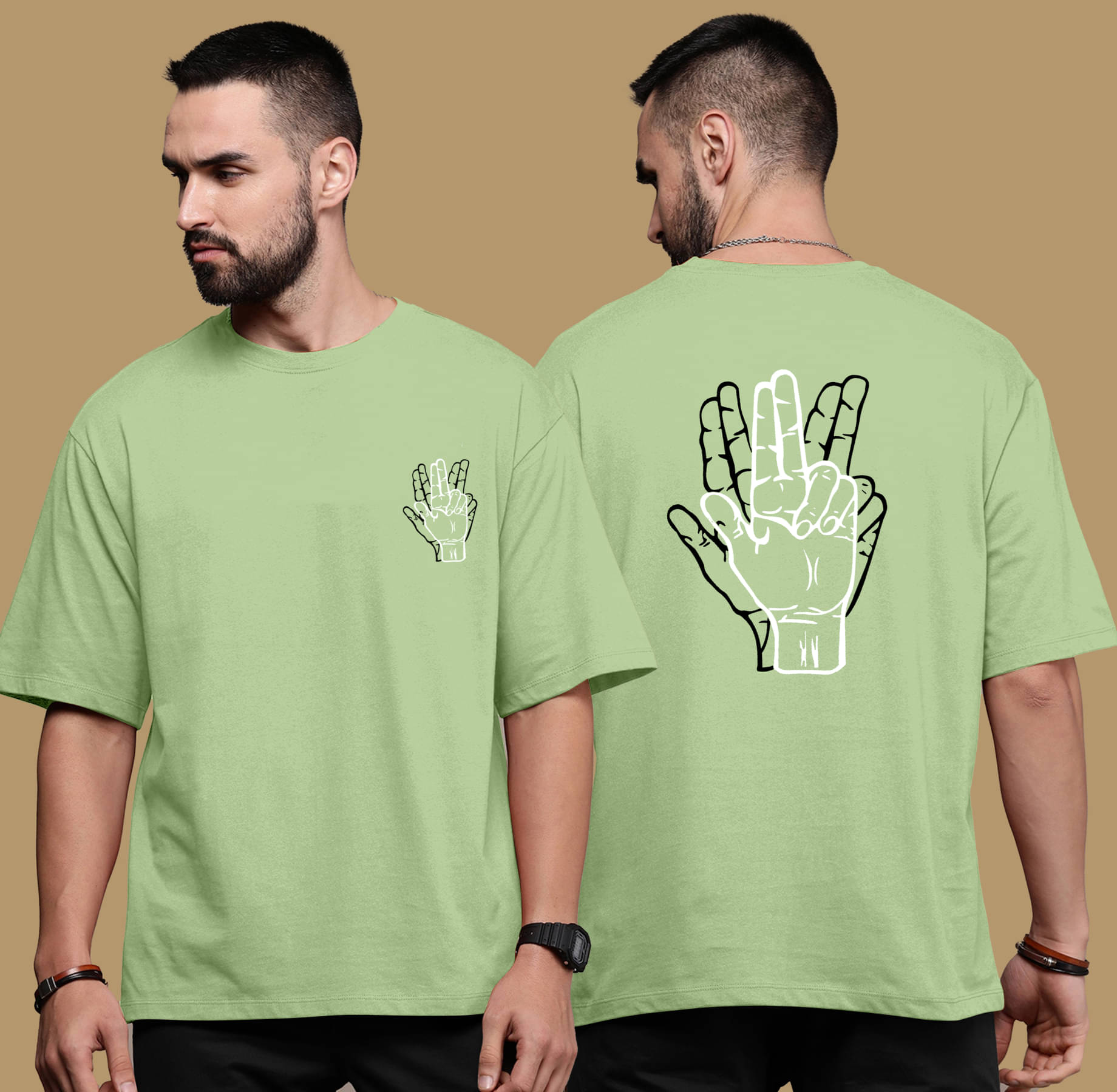    			KAJARU Pack of 1 Polyester Oversized Fit Men's T-Shirt ( Olive Green )