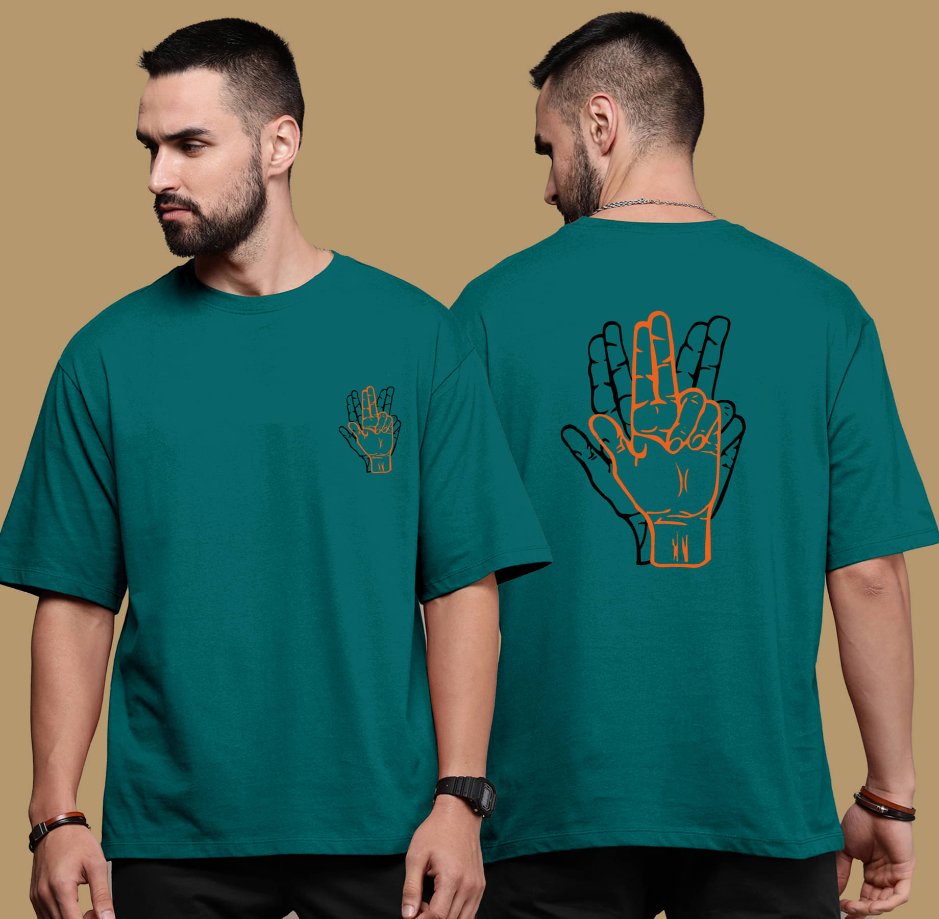 KAJARU Pack of 1 Polyester Oversized Fit Men's T-Shirt ( Teal ) KAJARU Pack of 1 Polyester Oversized Fit Men's T-Shirt ( Teal )