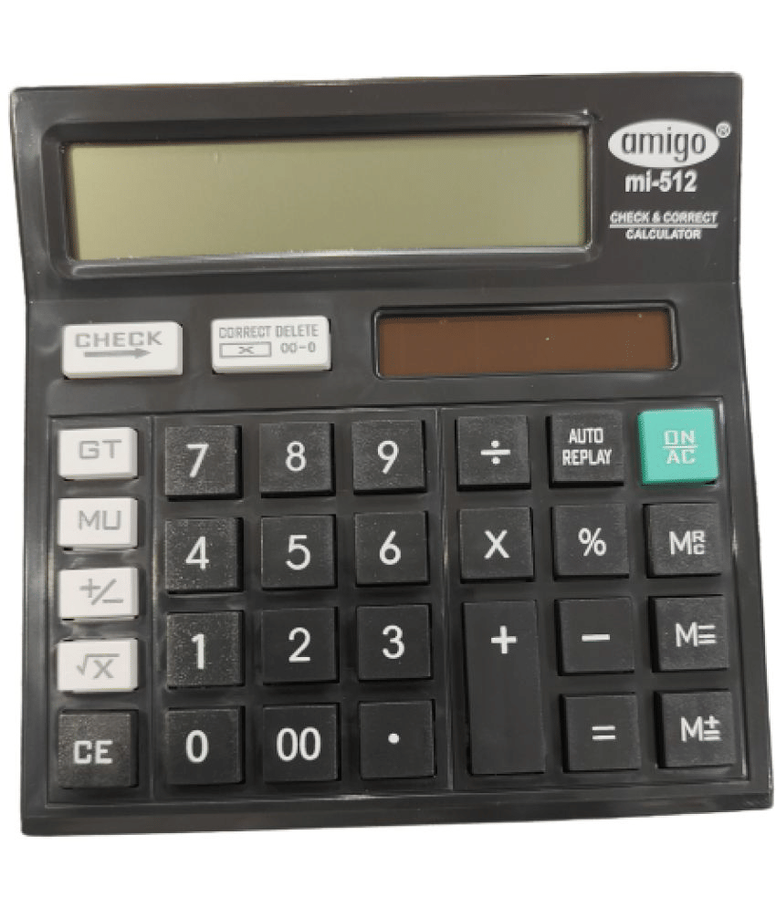 2613FFF FLIPCLIPS- 1 PC BLACK AMIGO MI512 CALCULATOR 120 Steps Check & Correct 12 Digit Premium Desktop Calculator( PACK OF 1)