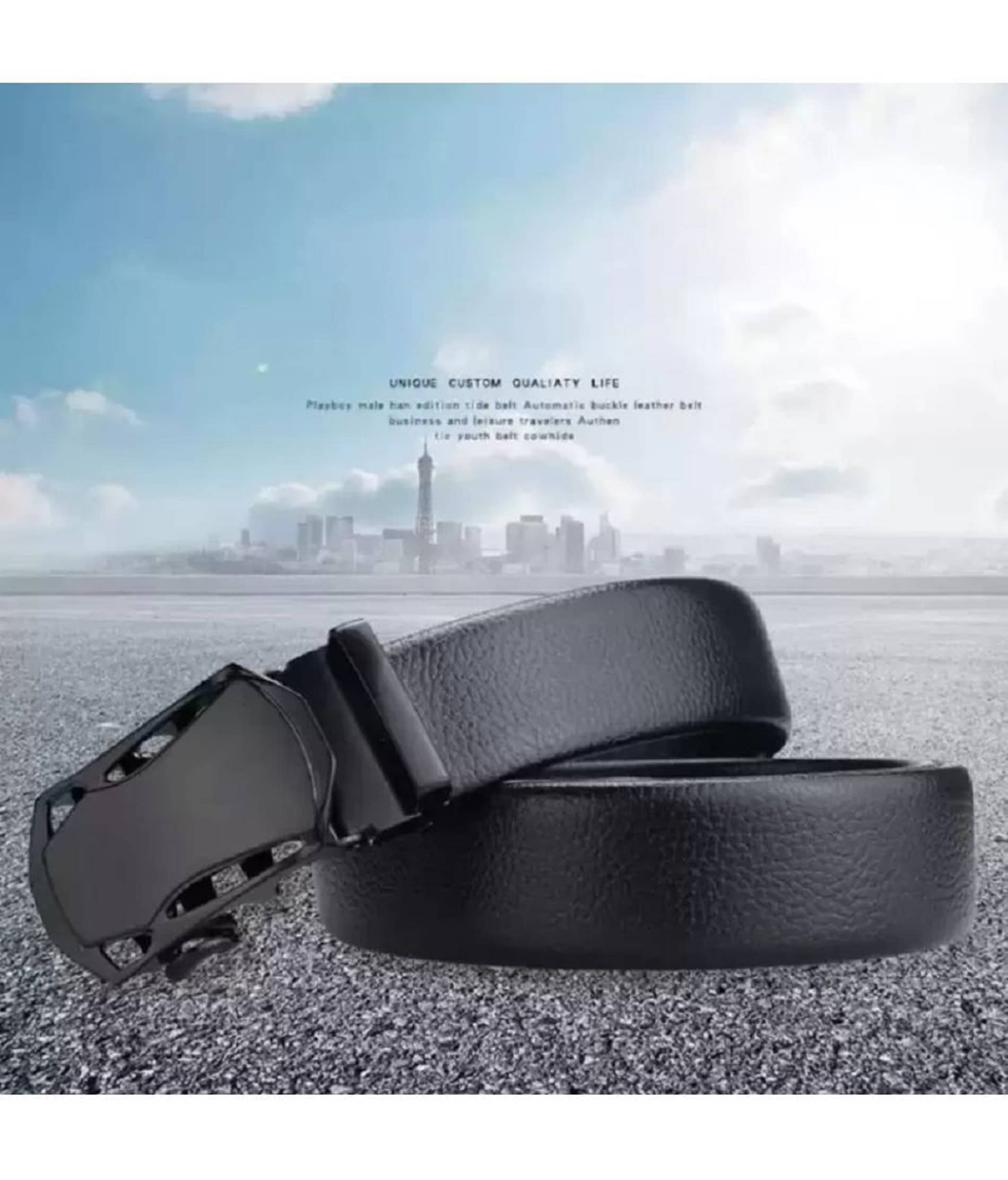 Buy Clock21 - Black Leather Men's Casual Belt ( Pack of 1