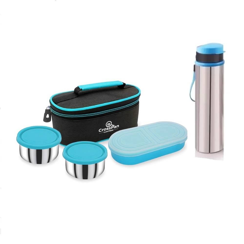     			CrossPan DOUBLE DECKER LUNCH BOX BOTTLE Stainless Steel Lunch Box 3 - Container ( Pack of 1 )