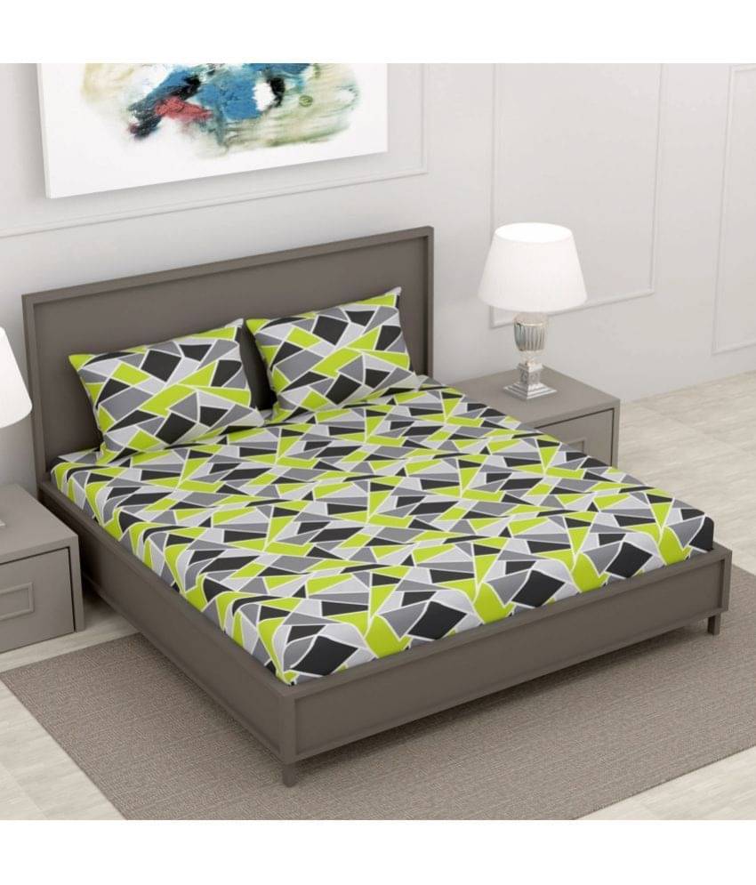     			DIVINE CASA Cotton Double Bedsheet ( Green )