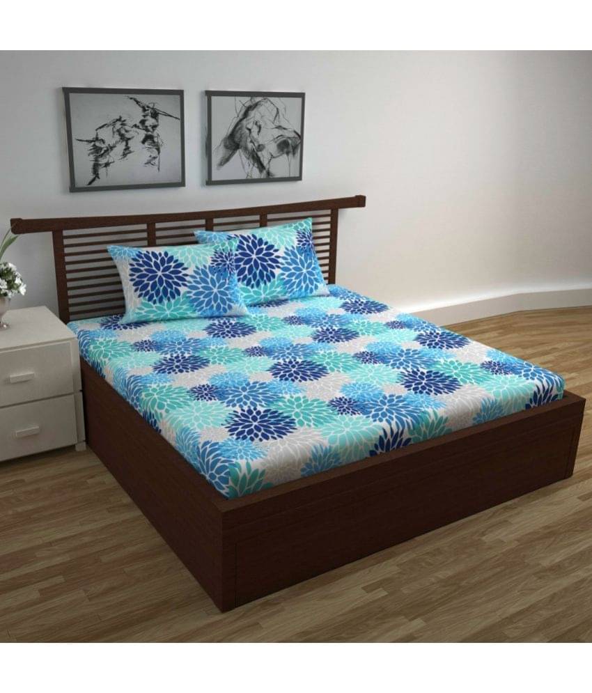     			DIVINE CASA Cotton Double Bedsheet ( Blue )