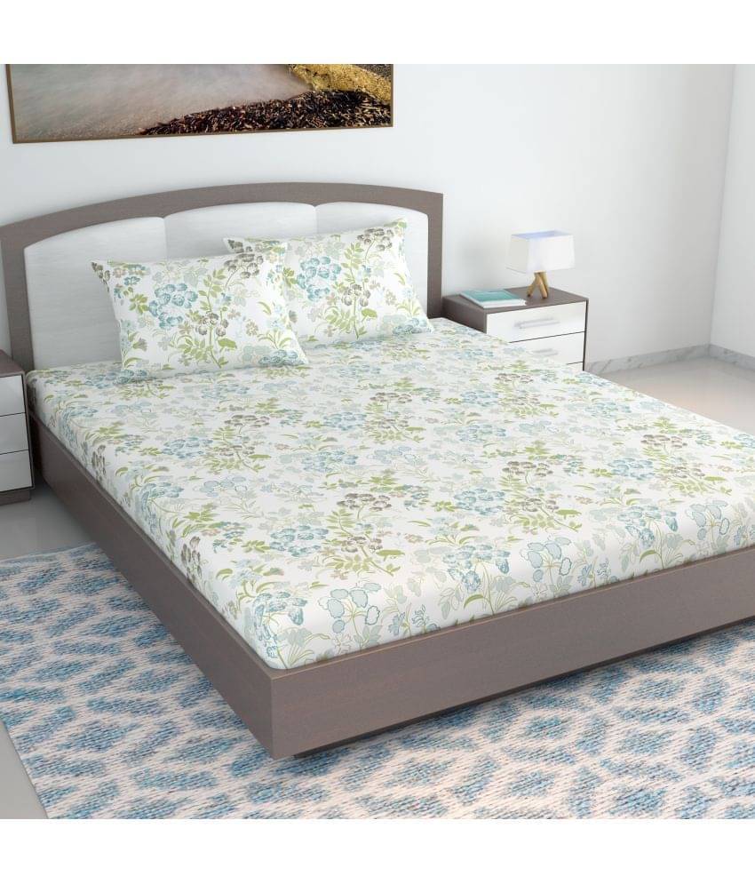     			DIVINE CASA Cotton Double King Bedsheet ( White )