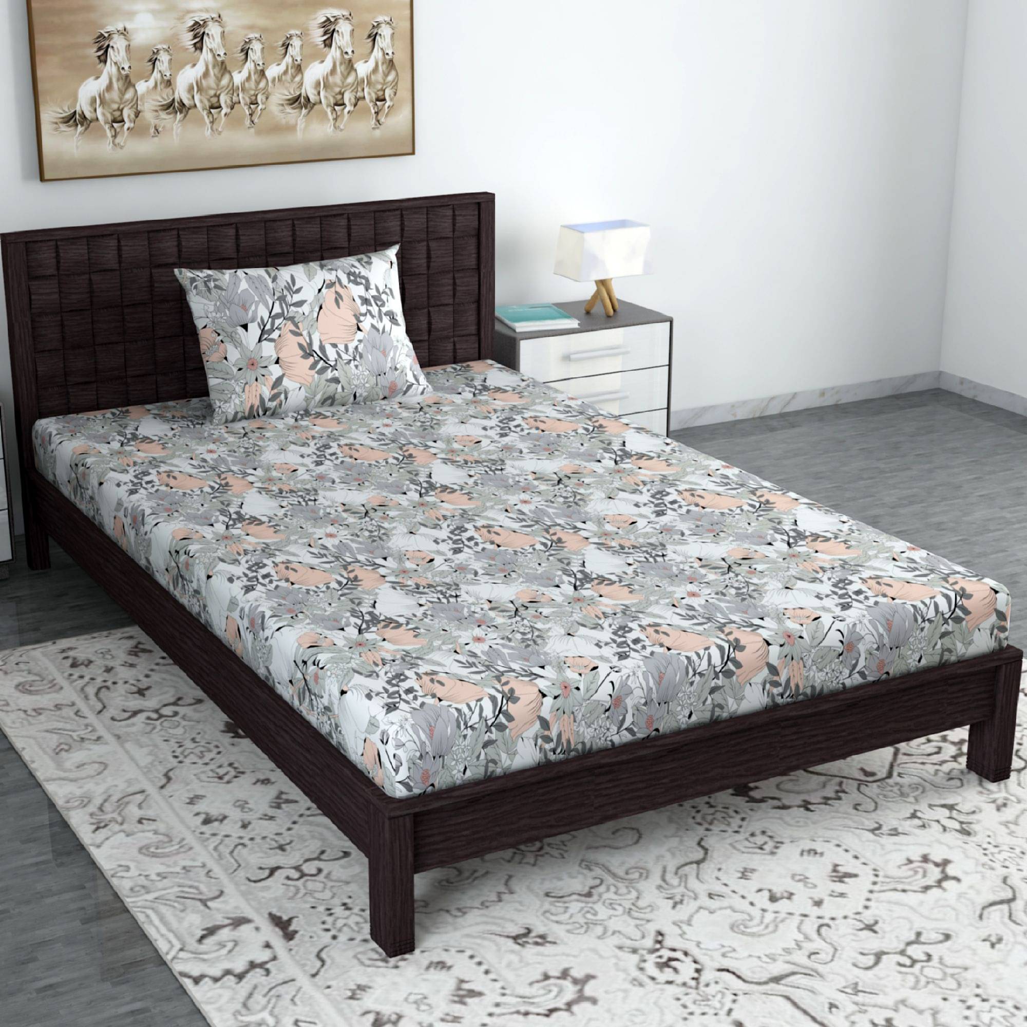     			DIVINE CASA Cotton Single Bedsheet ( Grey )