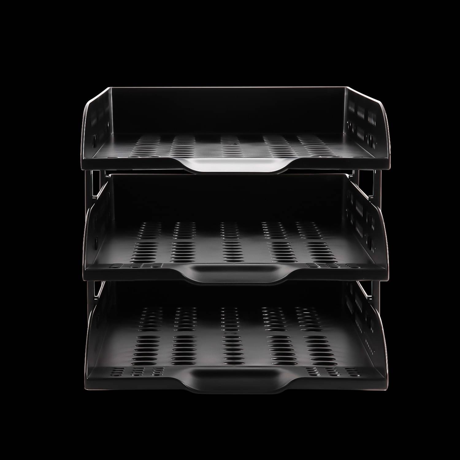     			Deli 3 Compartments HIPS W9215 3-Tier Multipurpose Superior Quality Desk Organizer Tray, Black