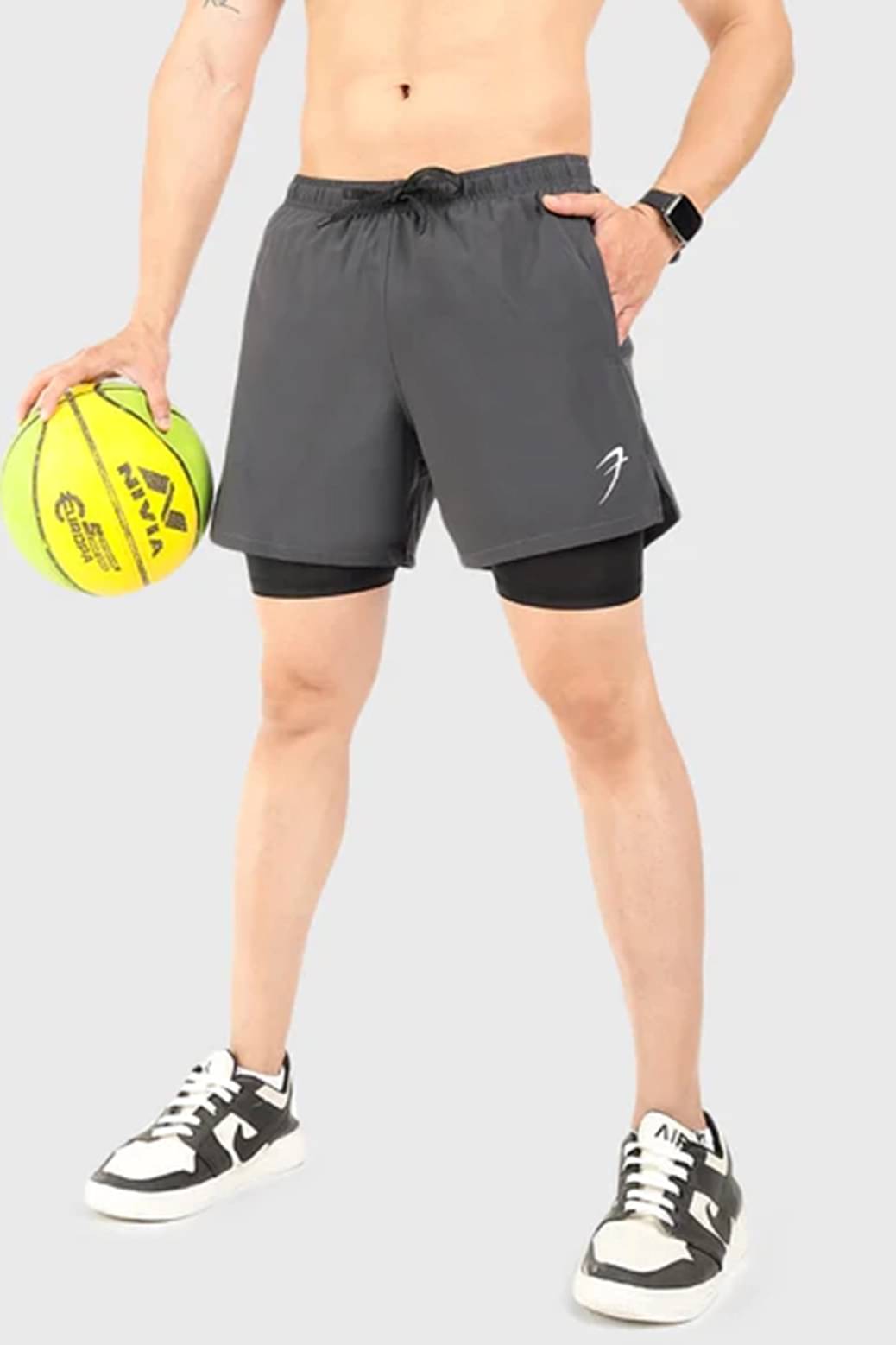 Fuaark Charcoal Polyester Lycra Men's Gym Shorts ( Pack of 1 ) Fuaark Charcoal Polyester Lycra Men's Gym Shorts ( Pack of 1 )