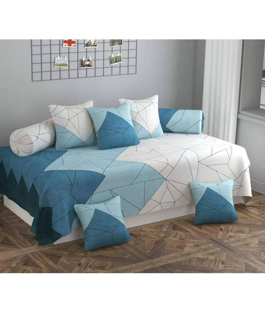 Home Style Polyester Geometric Diwan Set 8 Pcs - Multi Home Style Polyester Geometric Diwan Set 8 Pcs - Multi