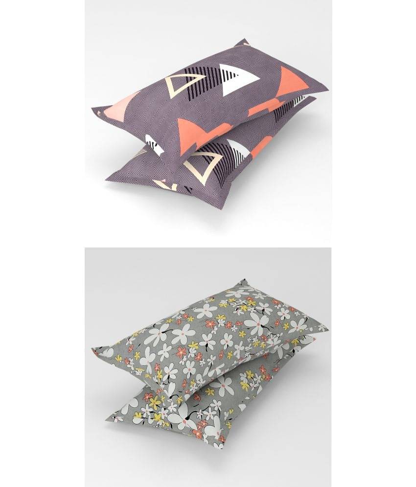 Homefab India - Pack of 4 Microfiber Floral Printed Standard Size Pillow Cover ( 66.04 cm(26) x 43.18 cm(17) ) - Multi-Colour Homefab India - Pack of 4 Microfiber Floral Printed Standard Size Pillow Cover ( 66.04 cm(26) x 43.18 cm(17) ) - Multi-Colour