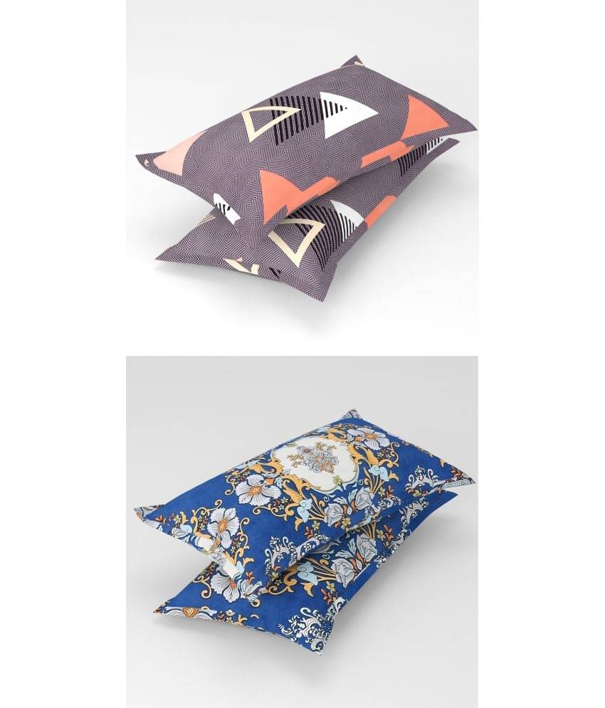     			Homefab India - Pack of 4 Microfiber Floral Printed Standard Size Pillow Cover ( 66.04 cm(26) x 43.18 cm(17) ) - Multi-Colour