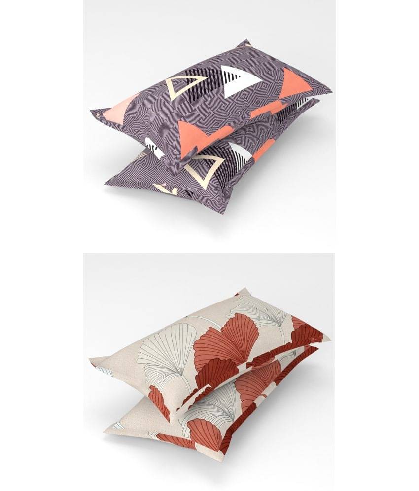     			Homefab India - Pack of 4 Microfiber Floral Printed Standard Size Pillow Cover ( 66.04 cm(26) x 43.18 cm(17) ) - Multi-Colour
