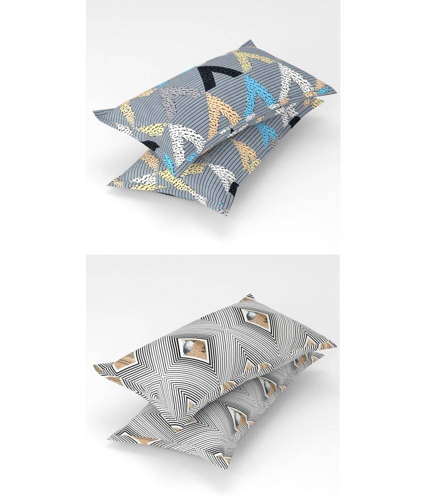     			Homefab India - Pack of 4 Microfiber Floral Printed Standard Size Pillow Cover ( 66.04 cm(26) x 43.18 cm(17) ) - Multi-Colour