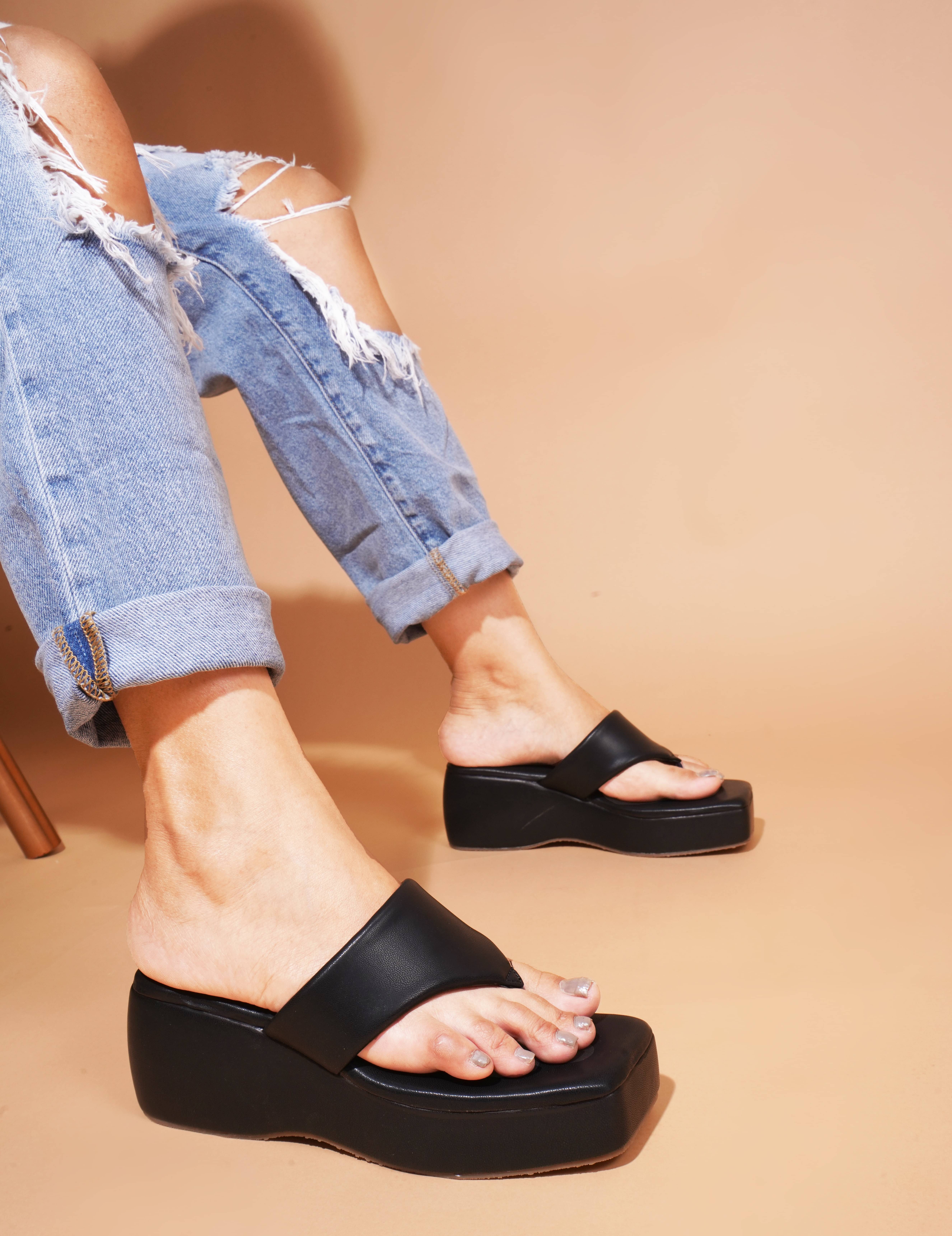 JM Looks Black Women's Slip On Heels JM Looks Black Women's Slip On Heels