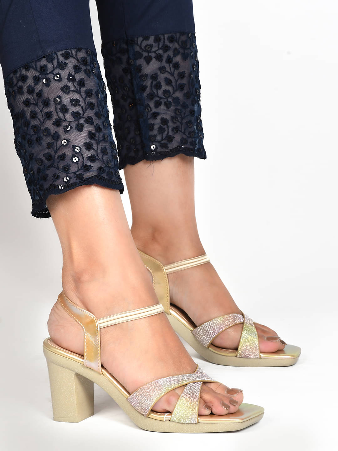 JM Looks Gold Women's Sandal Heels     			JM Looks Gold Women's Sandal Heels