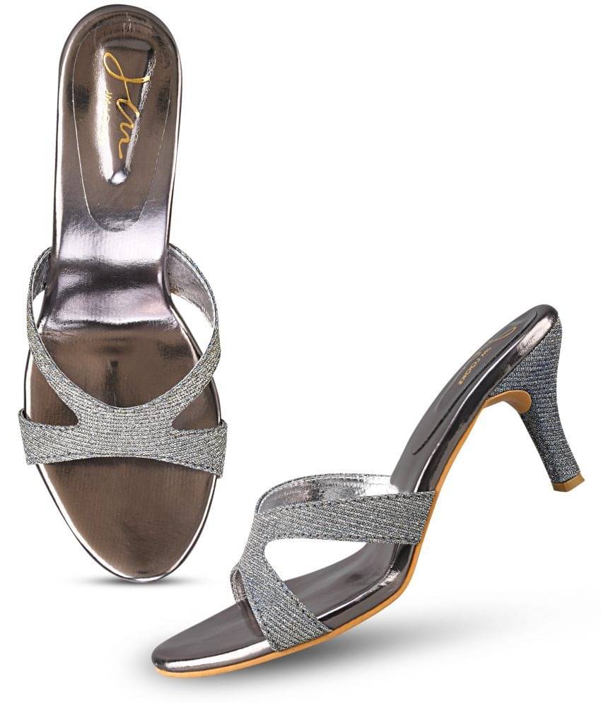 JM Looks Gray Women's Slip On Heels     			JM Looks Gray Women's Slip On Heels