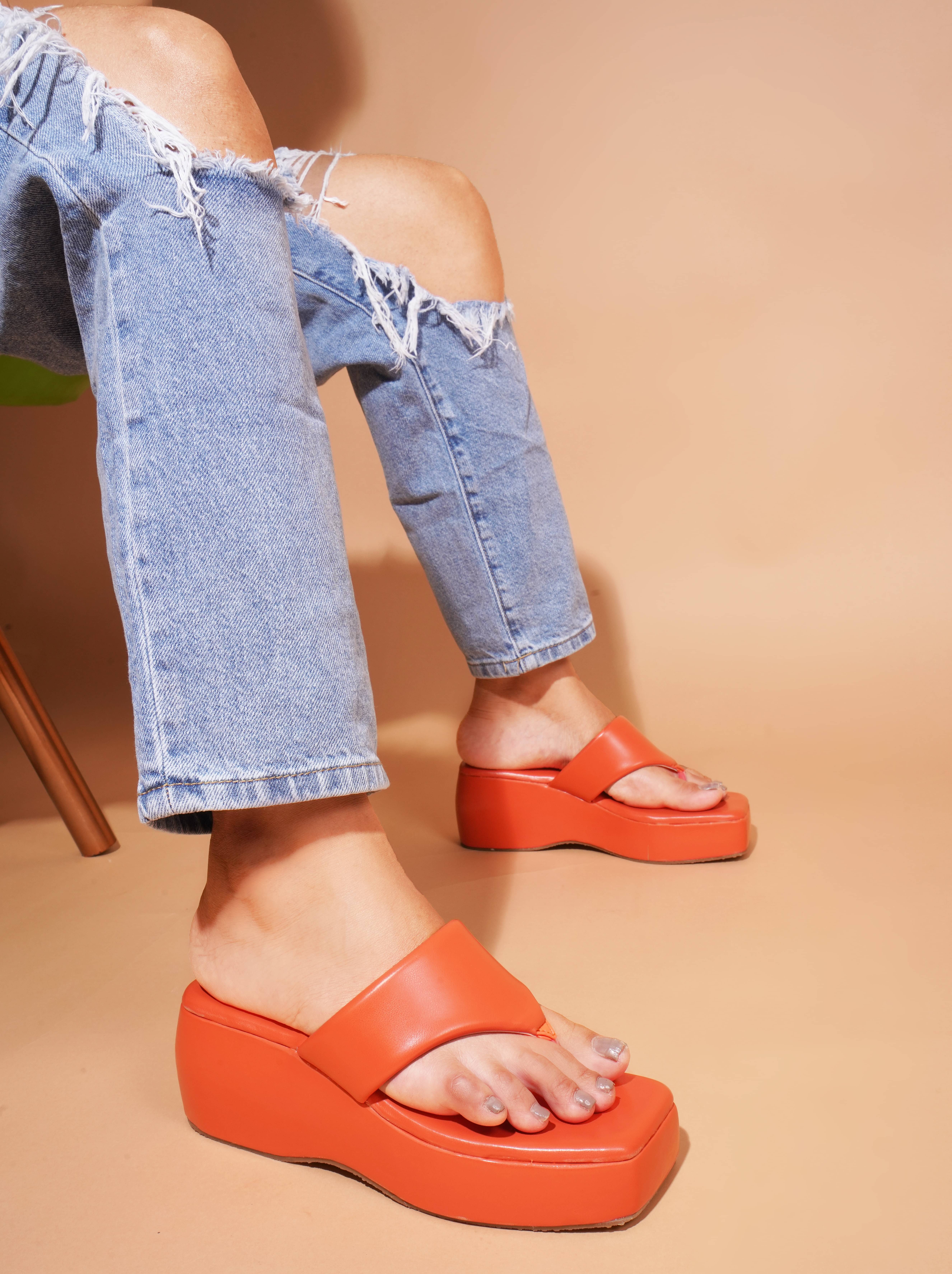 JM Looks Orange Women's Sandal Heels     			JM Looks Orange Women's Sandal Heels